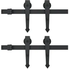 vidaXL Schiebetür-Beschlagsatz rechts 183 x 0 cm Schwarz