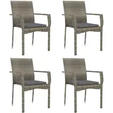 vidaXL Polyrattan Gartenstühle 59 x 53 x 88 cm grau 4 St. inkl. Kissen 319884