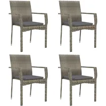 vidaXL Polyrattan Gartenstühle 59 x 53 x 88 cm grau 4 St. inkl. Kissen 319884