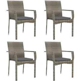 vidaXL Polyrattan Gartenstühle 59 x 53 x 88 cm grau 4 St. inkl. Kissen 319884
