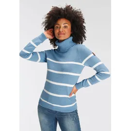 KangaROOS Rollkragenpullover in lässiger Form mit Kontraststreifen, Gr. 36/38,