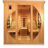 Hecht premium Infrarotkabine Sauna Keramik und Flächenstrahler, Farblichttherapie, Relaxliegen für 2 Personen – 180x180x190 cm – Infrarotsauna mit MP3-Player, Radio und Ionisator