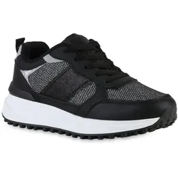 Damen Plateau Sneaker in Schwarz
