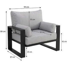 beautysofa VERDINO Garten-Lounge-Set 3-Sitzer Sofa + Sessel + Sessel beige/grau