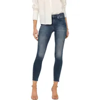 Only Damen Jeans MID SK ANK RW REA422 NOOS«, mit Fransensaum, Gr. L - 32, graublau, , 68319529-L Länge 32