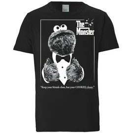 LOGOSHIRT T-Shirt "Sesamstrasse - Krümelmonster Pate", Jungen, Gr. XS, schwarz, 100% Baumwolle, bedruckt, normal, Rundhals, Shirts T-Shirt, mit lizenziertem Print