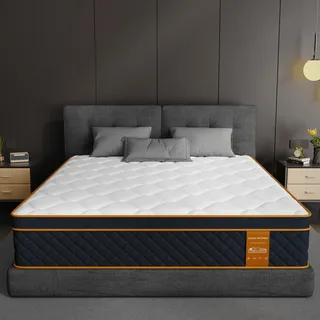 Matratze 180x200 cm Höhe 25cm, 7-Zonen Federkernmatratze, Härtegrad H3, Orthopädische & Ergonomische Federkernmatratze mit Memory-Schaum Schicht, Öko-Tex & CertiPUR Zertifiziert, Rückenentlastende