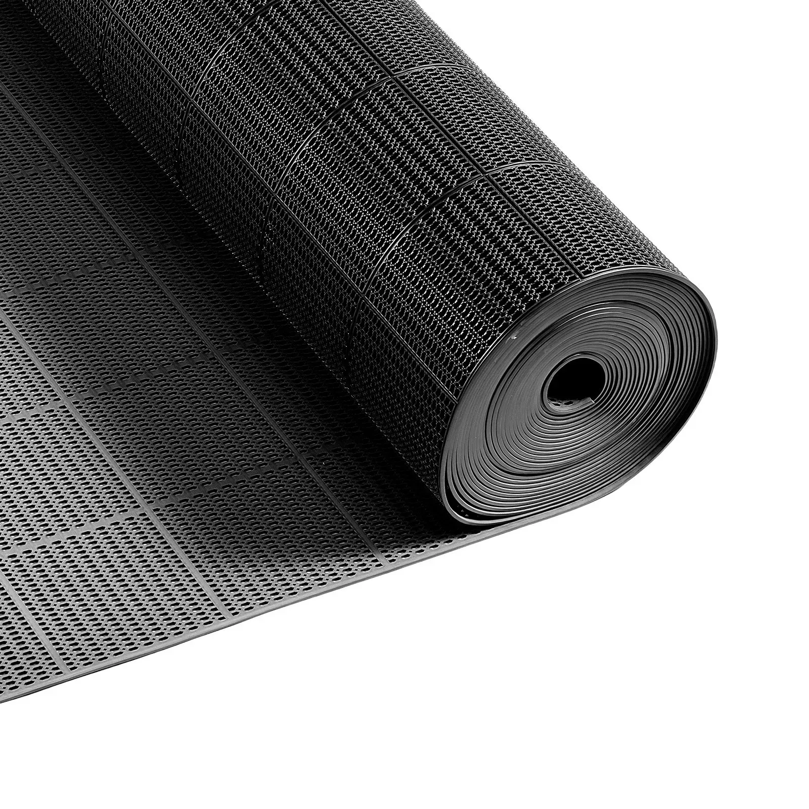 VEVOR Drainagematte PVC (0,9 m x 15 m), Rutschfeste PVC-Bodenmatte Spritzschutzmatte für Nassbereiche, Hohlmattenrolle, Antirutschmatte für Schwimmbäder, Terrassen, Badezimmer & Toiletten, Schwarz