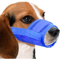 YAODHAOD Hunde Maulkorb,Nylon-Mesh, atmungsaktiv und bequem,schnell sitzende Hundemündung mit verstellbaren Trägern,erhindert Das Beißen,Kauen Und Bellen(M, Blau)