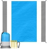 UKOFEW Picknickdecke 210x200, Picnic Blanket wasserdichte mit Aufbewahrungstasche, Outdoor Strandmatte mit Nägeln, Beach Mat, Große Campingdecke für Strand, Picknick, Camping und Wandern, Blau