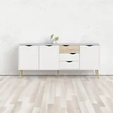 andas Kommode »Oslo, Sideboard, Aufbewahrung, Schubladenschrank, Stauraum«, Breite 196 cm, Höhe 82 cm, 3 Türen und 3 Schubladen, weiß