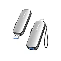 GiGimundo Externe SSD 128GB, mit bis zu 1073 MB/s USB-Stick, External Hard Drive mit Dual USB C + USB A USB Stick 3.2 Gen2 Portable SSD for iPhone 15/16/17/PS4/Android Phone/Tablet/Laptop/Mac, Silber
