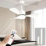 Airwit 71cm Deckenventilator mit Beleuchtung und Fernbedienung, Ø71cm Leise Deckenventilator mit Licht, Klein Lampe mit Ventilator für Schlafzimmer, Wohnzimmer, Kinderzimmer, Umkehrbaren DC Motor