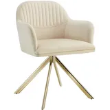 Tectake tectake® Samt-Drehstuhl Lona mit dicker Polsterung pro Stückcreme/gold
