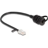 DeLock 88012 RJ45 Stecker zu RJ45 Buchse zum Einbau mit Verschlusskappe Cat.5e FTP IP68 staub- und wasserdicht 25 cm schwarz