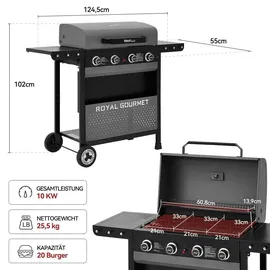 Royal Gourmet 4-Brenner Gasgrill 10 kW grau