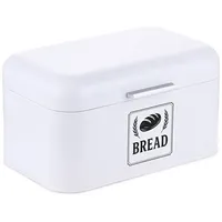 Relaxdays Brotkasten mit Deckel & Griff, Weiß,Silber