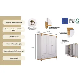 OTTO home Wäscheschrank Tessin 128 x 140 x 38 cm Weiß