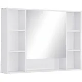 Beyamis Wandmontierter Medizinschrank, Badezimmerspiegelschrank Mit Spiegeltür, Regalen Und Staufach, Weiß