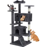 sweetcrispy Katzen Kratzbaum groß, 135 cm Katzenbaum Kletterturm, katzenkratzbaum, cat tree mit höhle, komplett mit Sisal umwickelt, scratching post