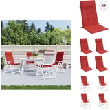 Hochlehner-auflagen 4 Stk. Rot Oxford-gewebe - Hochlehner Auflagen - Gartenstuhlkissen - Outdoor Kissen - Sitzkissen - Rutschfeste Kissenhülle