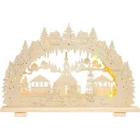 SIKORA LB38 LED Holz Schwibbogen SEIFFENER Weihnachtsmarkt 57cm Inclusive Trafo