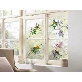 KOMAR Fenstersticker Wedding Birds von Komar - Größe 31 x 31 cm, 2 Bogen, selbsthaftend und neu platzierbar, Fensteraufkleber, Fensterfolie, Vogel, Singvögel, Gartenvögel, Vogelschlag, Ornithologie - 16007