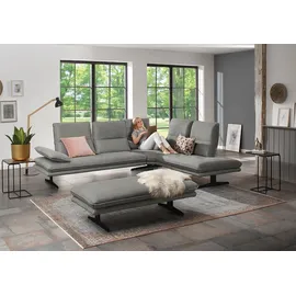 W.Schillig Ecksofa "broadway, Designsofa, toller Sitzkomfort, zeitlos, elegant, L-Form", grau (grau s37), B:284cm H:94cm T:224cm, Stoff S37 (100% Polyester): Luxus-Microfaser in Lederoptik, Sofas, Ecksofa, Sitztiefenverstellung, Kopfteil- & Seitenteilverstellung,