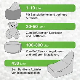 Green Bean Eps-Perlen, Weiß, Kunststoff, Füllung: Styroporkugeln, Rund, 1x1x1 cm, Hergestellt in Deutschland, Wohnzimmer, Hocker, Sitzsäcke, XXL Sitzsäcke