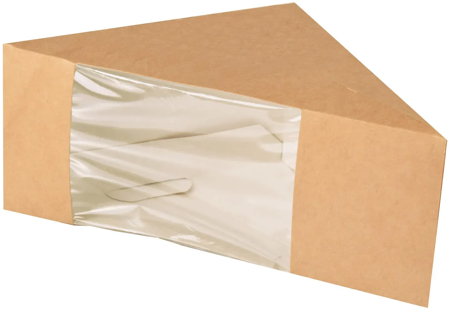 Bio-Sandwichboxen Pappe mit Sichtfenster aus PLA 123x123x82mm braun, 50 Stk.
