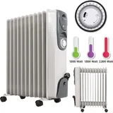 Heidenfeld Ölradiator ÖR200, Thermostat, Timerfunktion, 1000-2500 Watt, 6 Stufen, 3 Jahre Garantie