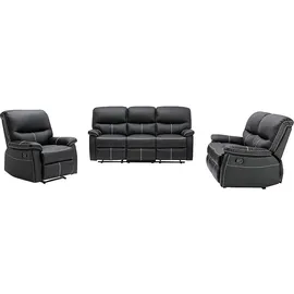 vente-unique Couchgarnitur Relax 3+2+1 - Kunstleder - schwarz