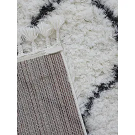 carpetfine Hochflor-Teppich CARPETFINE "Eddy", schwarz, H:30mm Ø:80cm, Polyester, Teppiche, Fransenteppich, Shaggy Langflor mit Fransen, starke Größenauswahl, Wohnzimmer