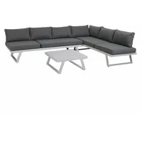 Möbilia Sitzgruppe Ecksofa Couchtisch grau/dunkelgrau