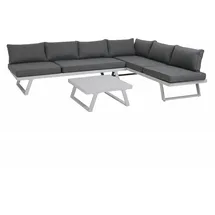 Möbilia Sitzgruppe Ecksofa Couchtisch grau/dunkelgrau