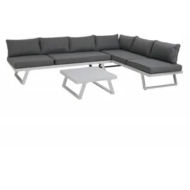 Möbilia Sitzgruppe Ecksofa Couchtisch grau/dunkelgrau