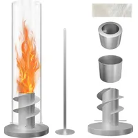 Sessamen-LP Bioethanol Kamin, Ethanol Tischfeuer Freistehender Dekokamin Standkamin, Bodenkamin Premium Tischkamin aus Edelstahl und Glas Ethanol T... - Silber