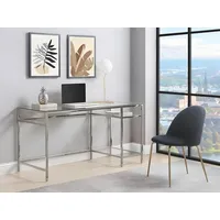 Schreibtisch mit 2 Ablagen - Glas & Stahl - Silberfarbe - TIZIO von Pascal Morabito