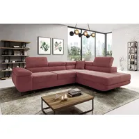 Avatar Kord Ecksofa in L-Form 277 x 73 x 203 cm mit Schlaffunktion und Bettzeugbehälter - Schlafsofa mit Bettkasten - Eckcouch mit Stauraum - Rech... - Rosa