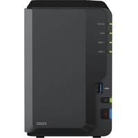 Synology DS223 2-Bay Diskstation NAS (Realtek RTD1619B Quad-Core 2GB Ram 1xRJ-45 1GbE LAN-Port) 2TB Bundle mit 2 x 1TB Seagate IronWolf NAS HDDs