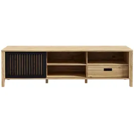 Forte Jytana TV-Lowboard 175 cm Eiche/Schwarz Holzwerkstoff