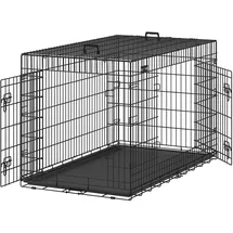 Songmics Hundekäfig, mit Türen, und Kunststoffschale, klappbar,