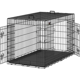 Songmics Hundekäfig, mit Türen, und Kunststoffschale, klappbar,