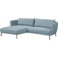 Schöner Wohnen Ecksofa SCHÖNER WOHNEN-KOLLEKTION "Pearl - 5 Jahre Hersteller-Garantie, auch in Bouclé L-Form" Sofas Gr. B/H/T: 270cm x 71cm x 160cm, Flachgewebe, Longchair links, blau (hellblau) Maße (BHT): 27071160 cm, Füße aus Massivholz