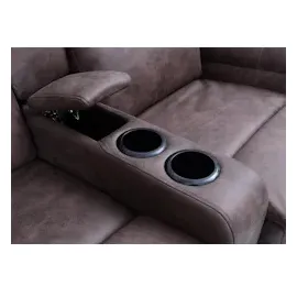 Mendler 2er Kinosessel HWC-K17, Relaxsessel Fernsehsessel Sofa, Nosagfederung Getränkehalter Fach ~ Stoff/Textil braun