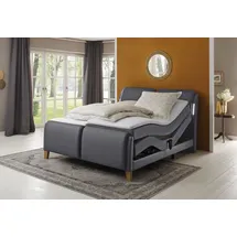 Home Affaire Boxspringbett HOME AFFAIRE "Messina2", grau (fango), B:186cm L:240cm, Holzwerkstoff, Kunstleder, Massivholz, Komplettbetten, Boxspringbett, Liegekomfort elektrisch Verstellbar