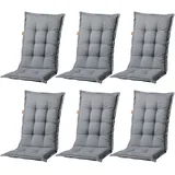 MADISON N.Y Madison 6er Set Hochlehner Gartenstuhl Auflagen mit Kopfpolster,grau,
