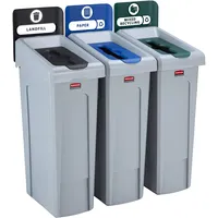 Rubbermaid Recyclingset Slim Jim 2057606 schwarz/blau/grün