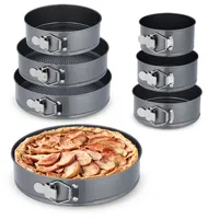 Relaxdays Springform Set, 7-tlg., runde Backformen, Ø 14/16/18/20/24/26/28 cm,