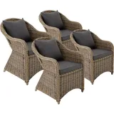 Tectake Rattansessel 60 x 71 x 84 cm natur 4 St. inkl. Sitzkissen
